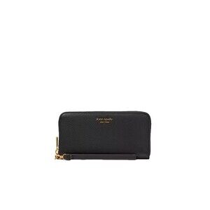 Kate Spade New York Black Ava Pebbled Leather Zip Around Continental Wristlet **